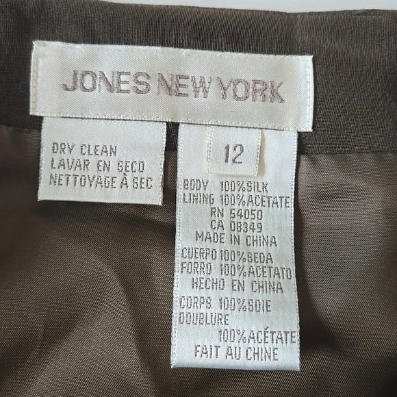 Vintage Jones New York Olive Green 100% Silk Pencil Skirt Deadstock NWT Classic - Picture 4 of 7